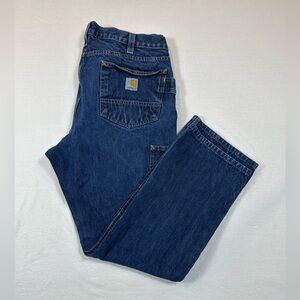 Carhartt Rugged Flex Relaxed Fit Heavyweight Five-Pocket Blue Jeans size 36x30